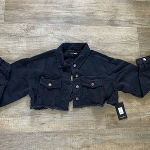 black jean jacket from Fashion nova